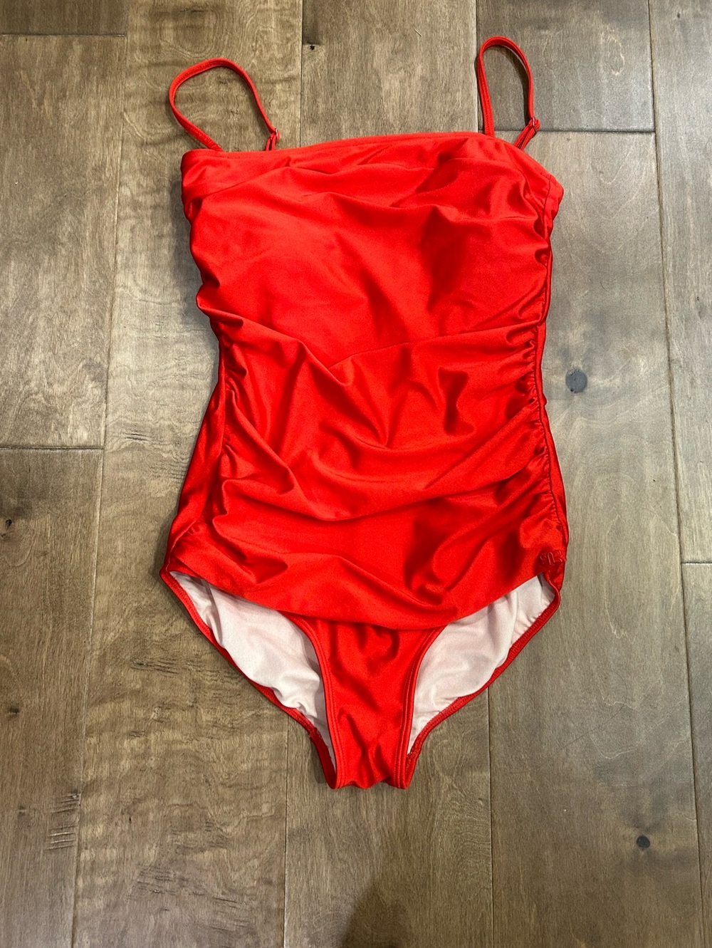 Albion red ruched sides one piece swimsuit medium